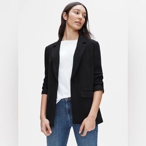 NWT Eileen Fisher Black Lightweight Silk Sponge Blazer Jacket Size‎ XL